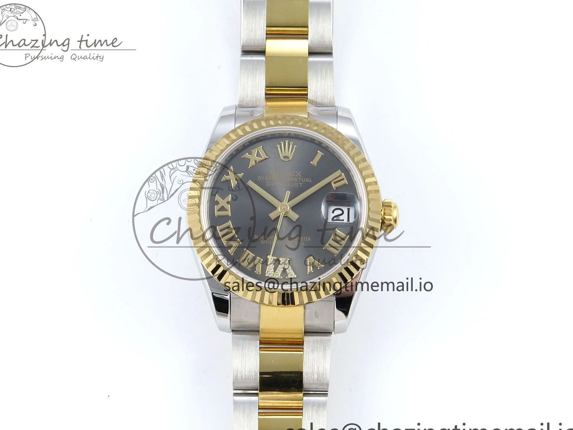 MiroTime 0511 Cozy DateJust 31 278273 ARF 1:1 Best Edition 904L Steel Gray Roman Diamonds Dial on SS YG Oyster Bracelet ETA 575